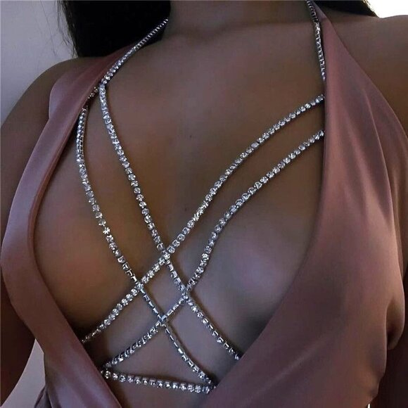 Fashion Jewelery Jewelry - 🆕 Rhinestones Criss cross Body Chain Bra Jewelry Harness For Women